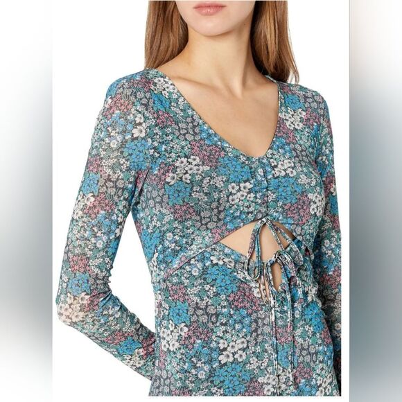 BCBGeneration Floral Long Sleeve Mesh Dress with Cutout NWT size M - Picture 3 of 6